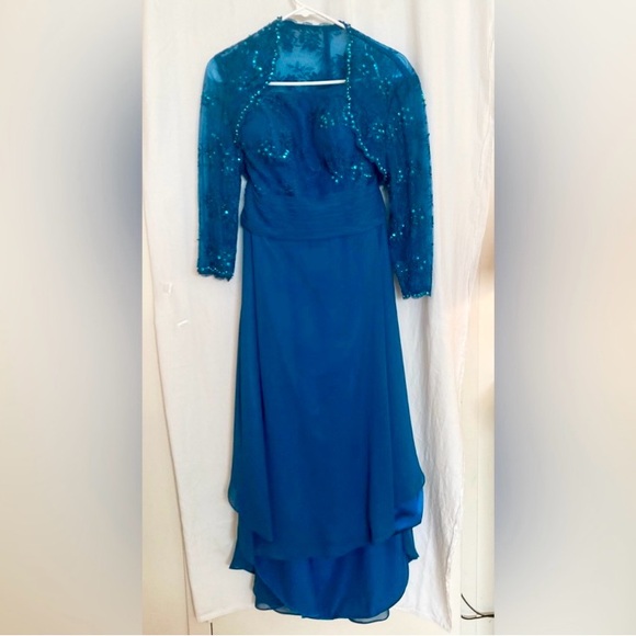 Light In The Box 2 Piece Teal High/Low Formal Dress Bolero Jacket Sequins - Picture 1 of 13